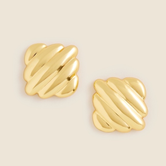 JCREW Ridged Square Stud Earrings in Gold $39 CG641 - Picture 1 of 3